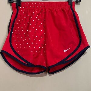 Nike Women's Red and Black Star Pattern Athletic Shorts